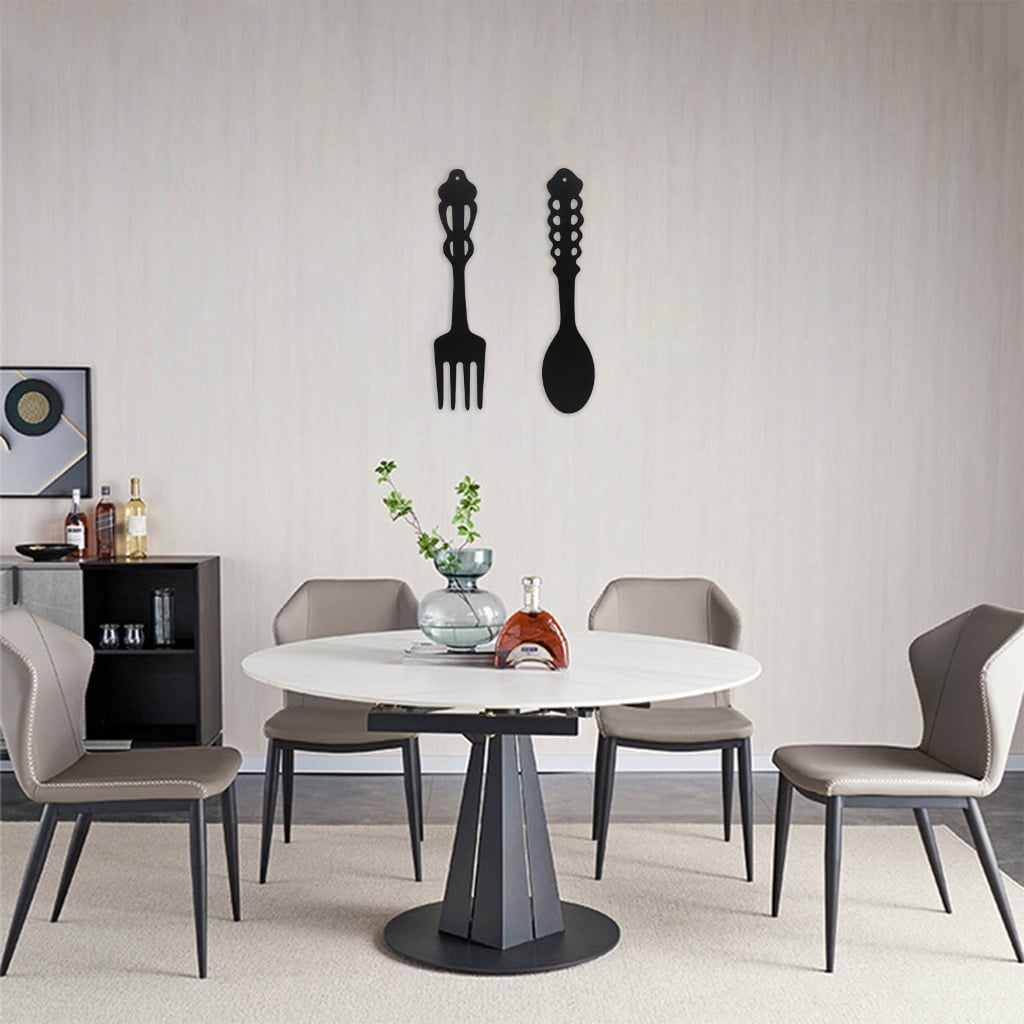 Oversized Fork and Spoon Wall Decor in Matte Black Iron, Pair - Image 6