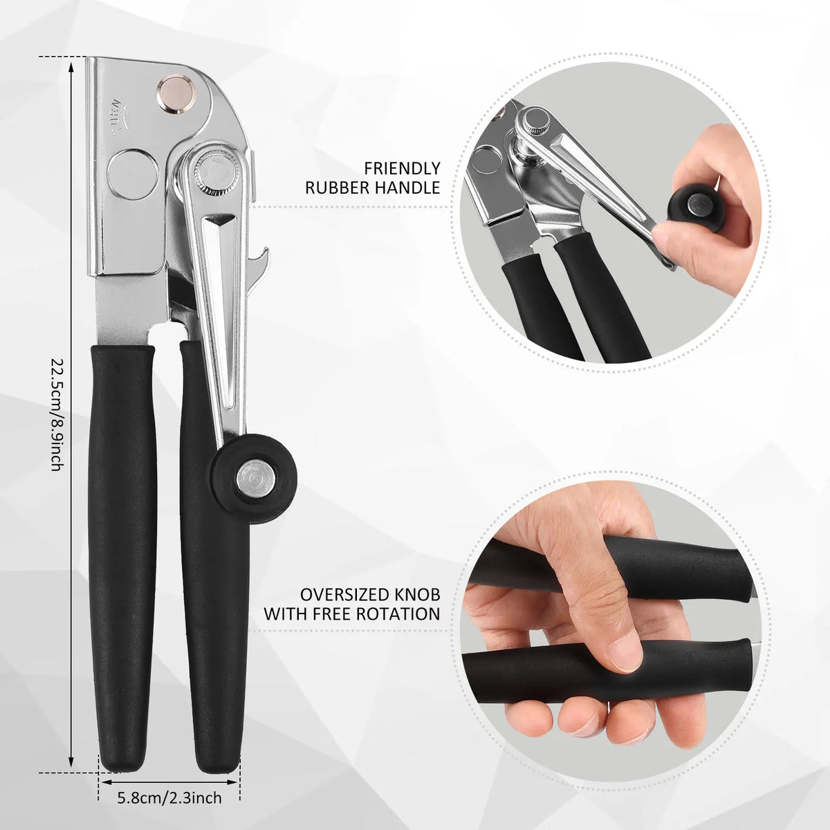 Hand-Crank Can Opener with Rubber Grip and Built-In Bottle Lifter - Image 6