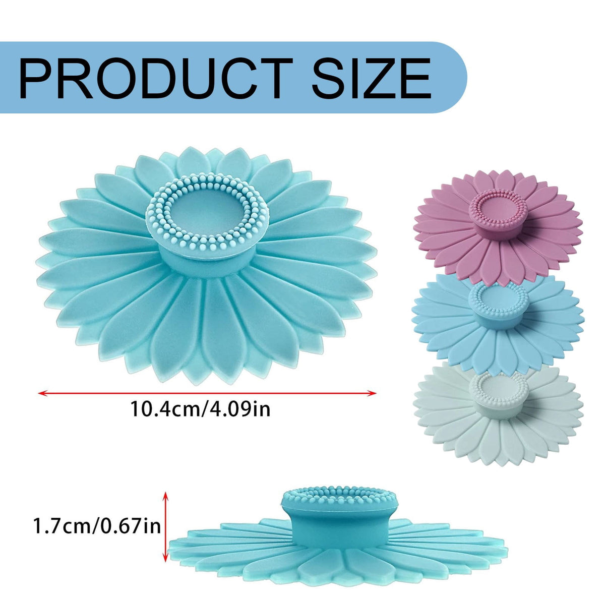 Sunflower Silicone Mug Lids for Tea and Coffee, Mixed Colours - Image 3