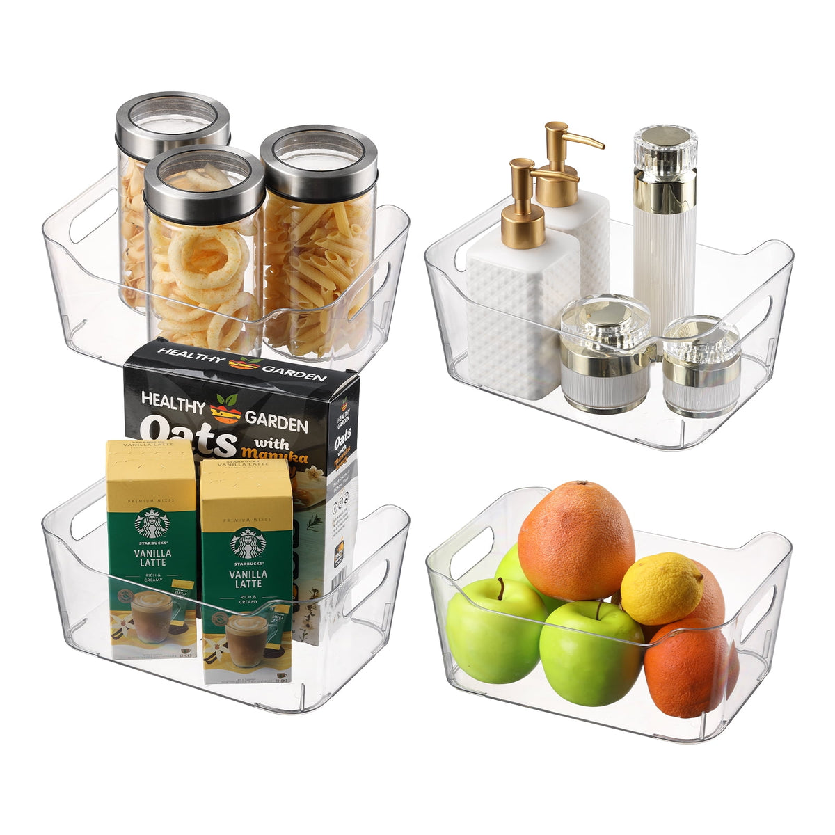 Clear Pantry Bins in Food-Safe Plastic, Medium, Set of Four - Image 2