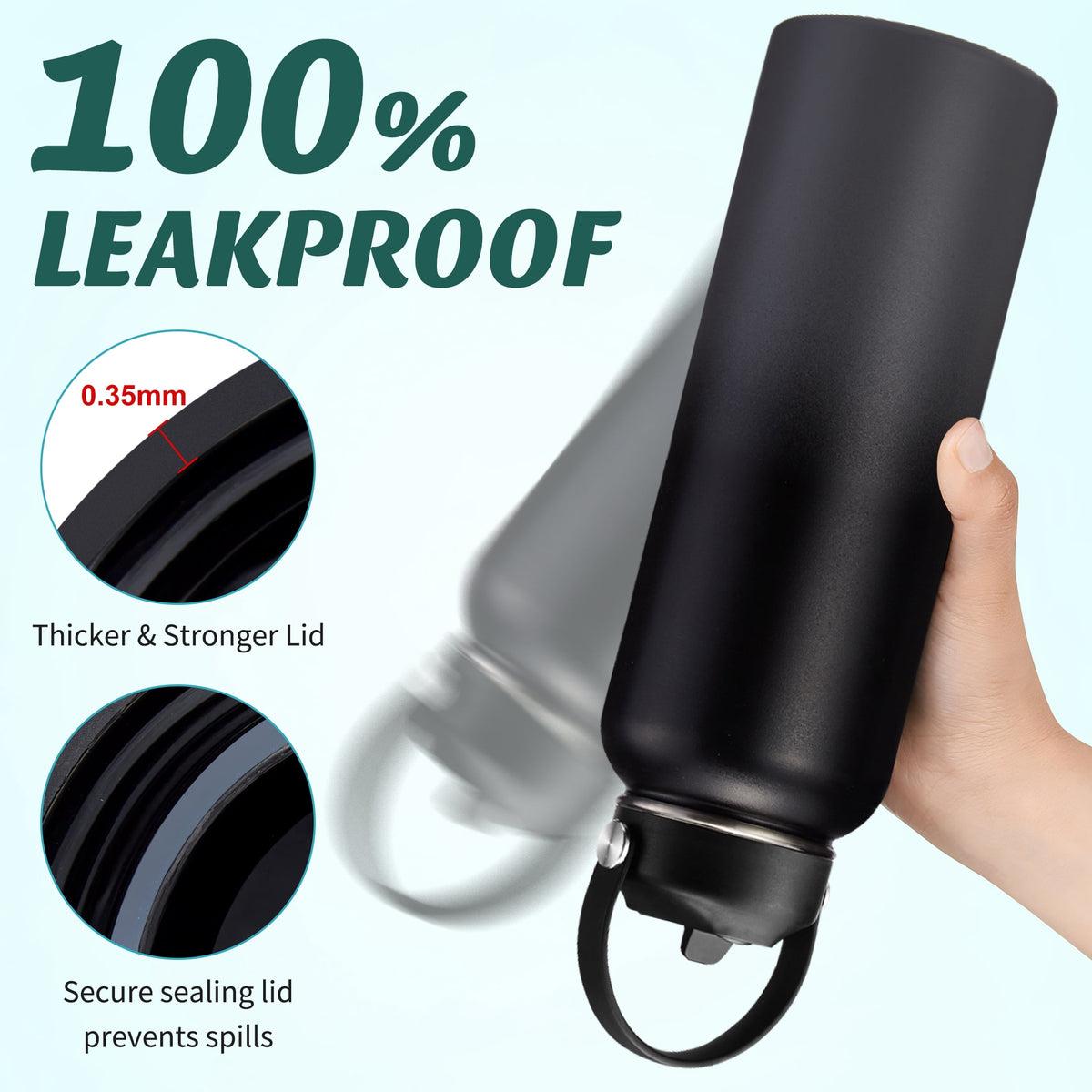 Insulated 40 oz Stainless Steel Bottle with Straw Lid and Leakproof Seal - Image 6