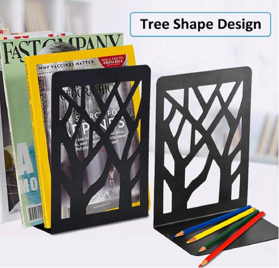 L-Shaped Metal Bookends with Tree Cutout, Three Pairs - Image 5