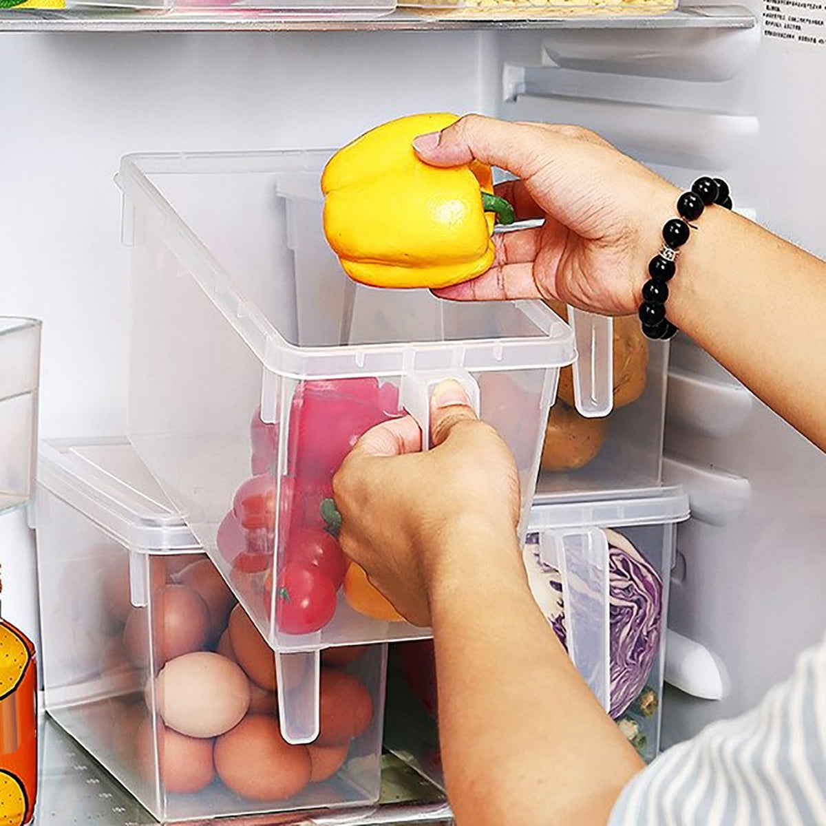 Stackable Fridge Organiser Bins with Pull-Out Drawer and Handle - Image 5