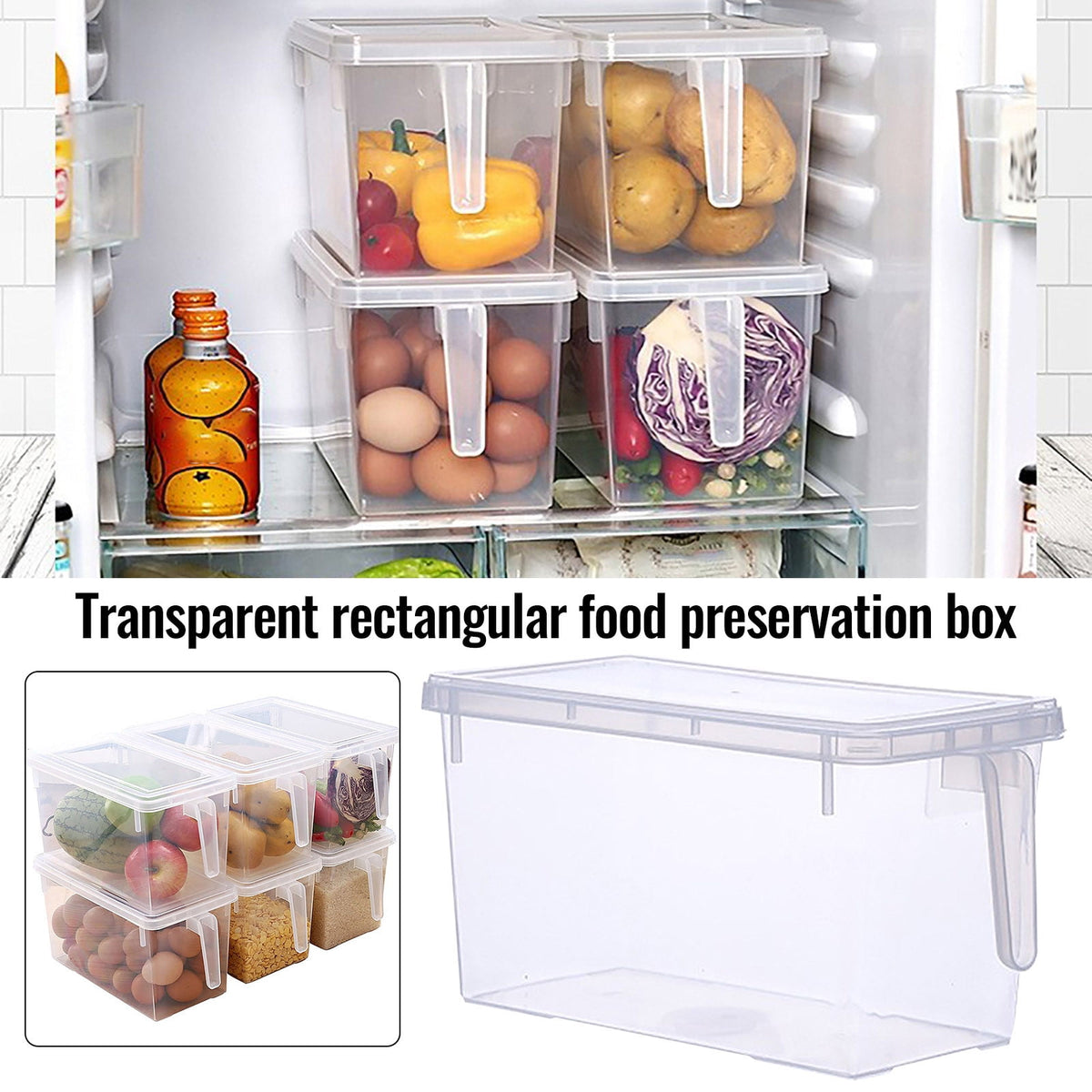 Stackable Fridge Organiser Bins with Pull-Out Drawer and Handle - Image 3