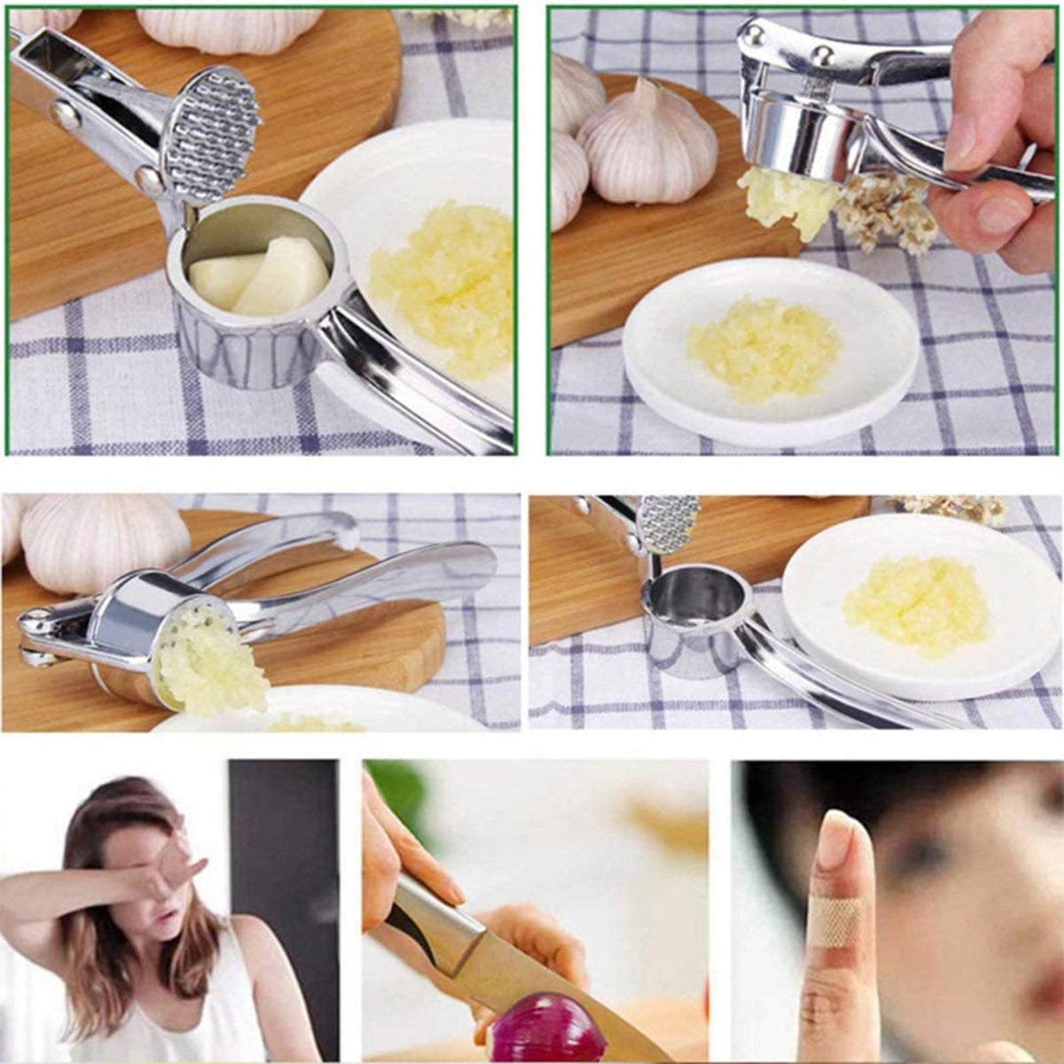 Stainless Steel Garlic Press with Wide Chamber and Rinse-Clean Plate - Image 5