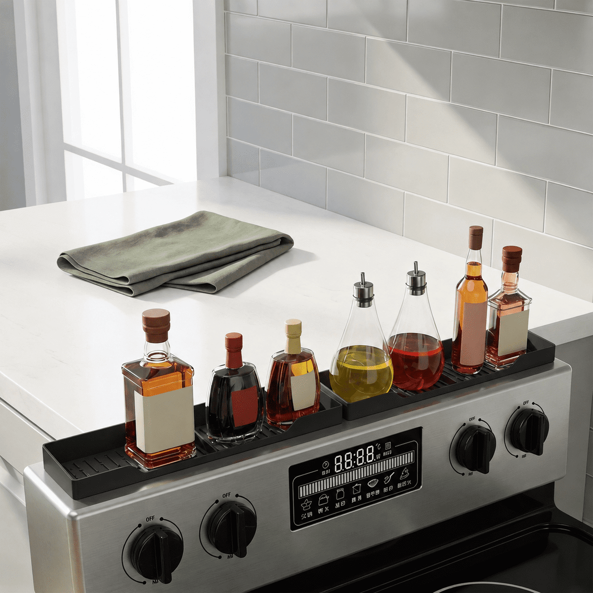 Magnetic Silicone Stove Shelf for Spice Jars and Oil Bottles - Image 5