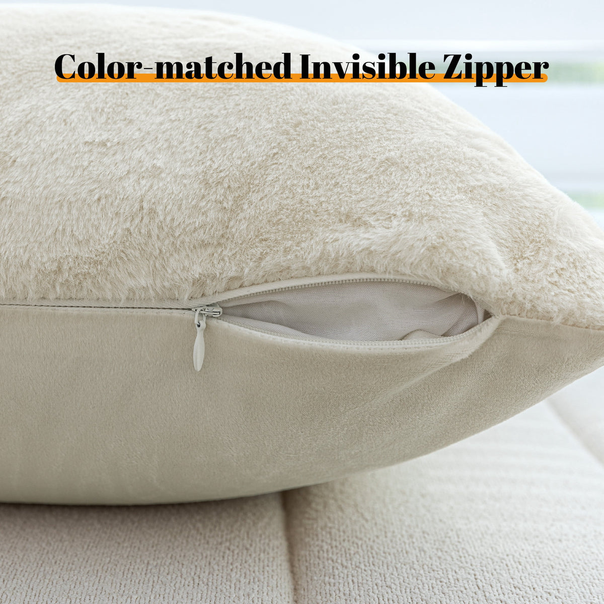 Faux Fur Throw Pillow Covers with Velvet Backs, 12 by 20 Inches, Pair - Image 4