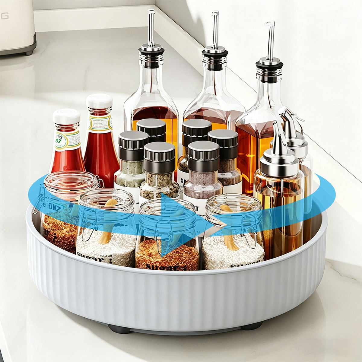 Rotating Turntable Spice Rack, 8.66 Inches Across, with Raised Rim - Image 2