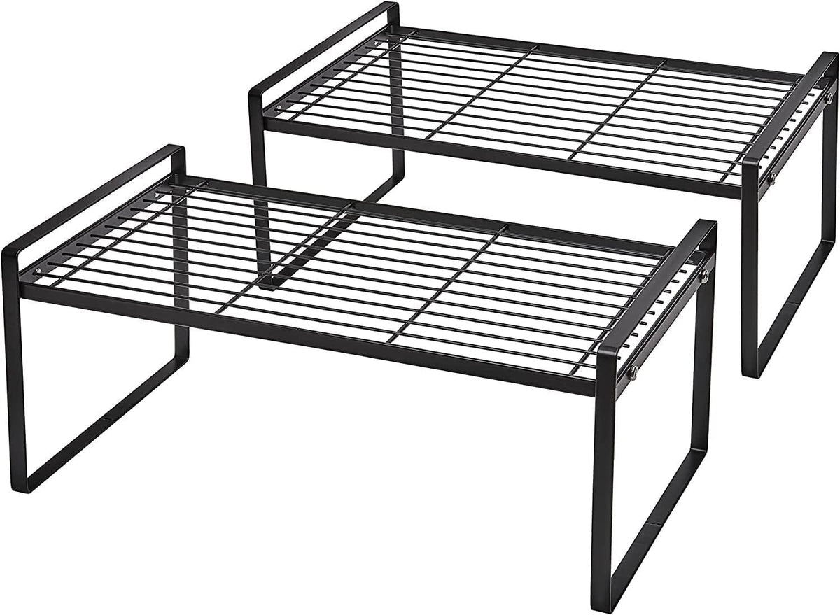 Stackable Cabinet Shelf Risers, 20 Inches, Steel, Set of Two