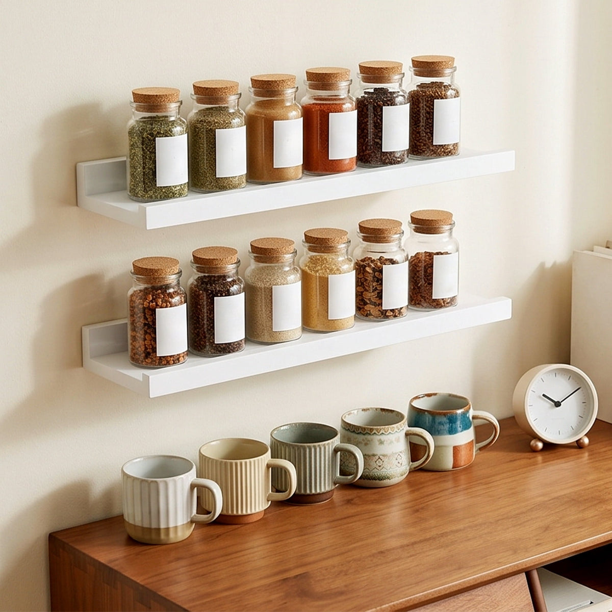 Solid Wood Wall Shelf, 11.8 Inches, with Raised Anti-Slip Lip - Image 5