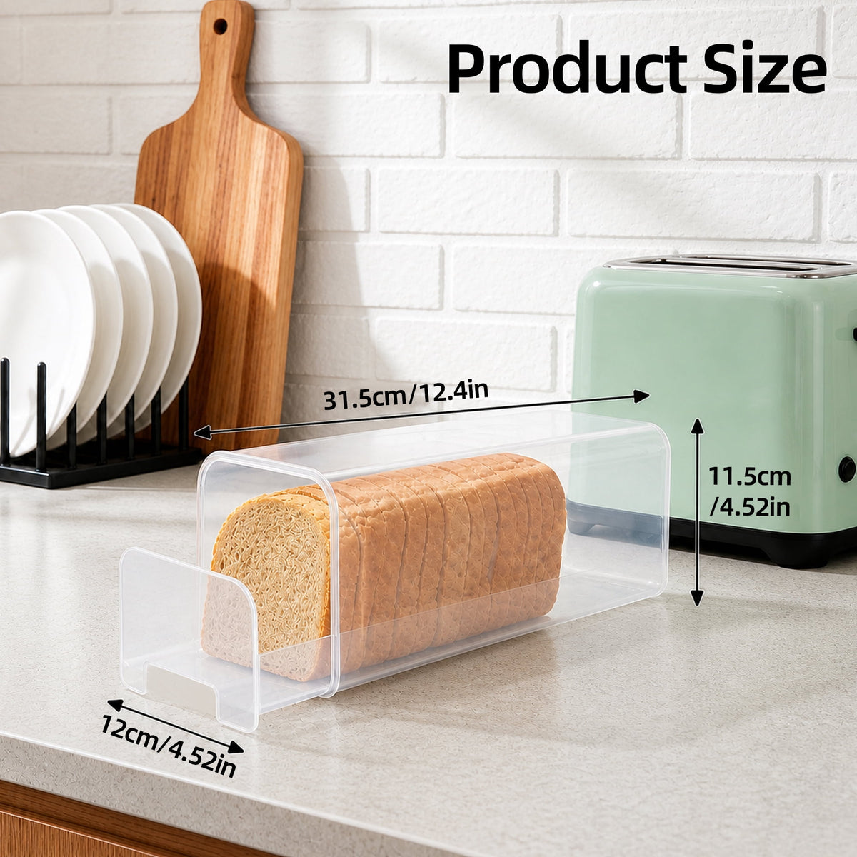 Slide-Out Bread Box with Airtight Lid and Drawer Tray, Clear - Image 2