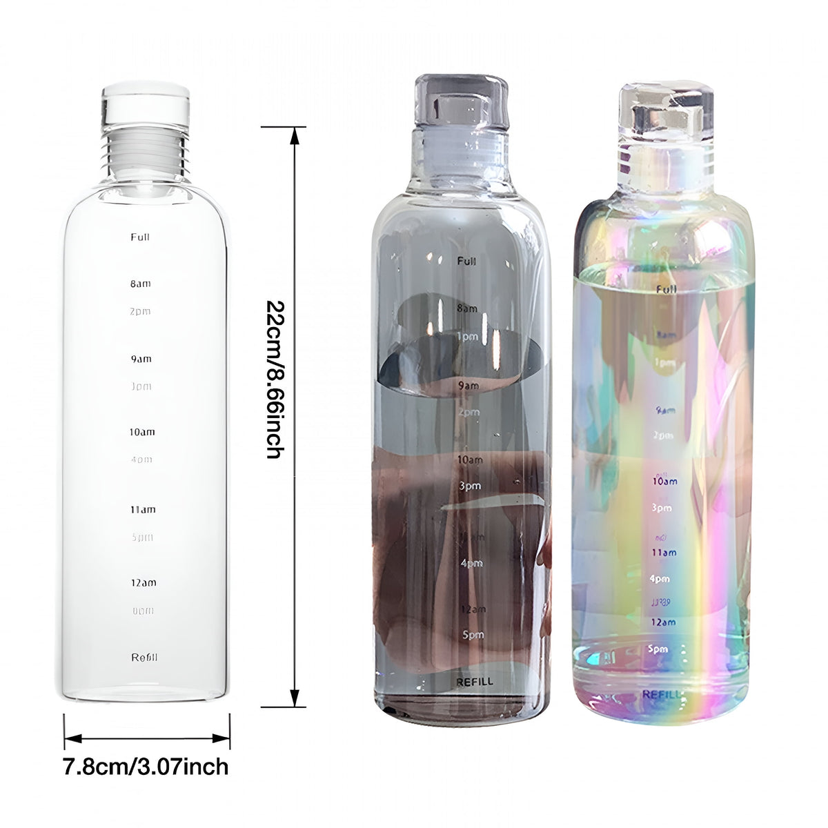Borosilicate Glass Water Bottle, 500 ml, Steel Lid and Volume Markings - Image 3