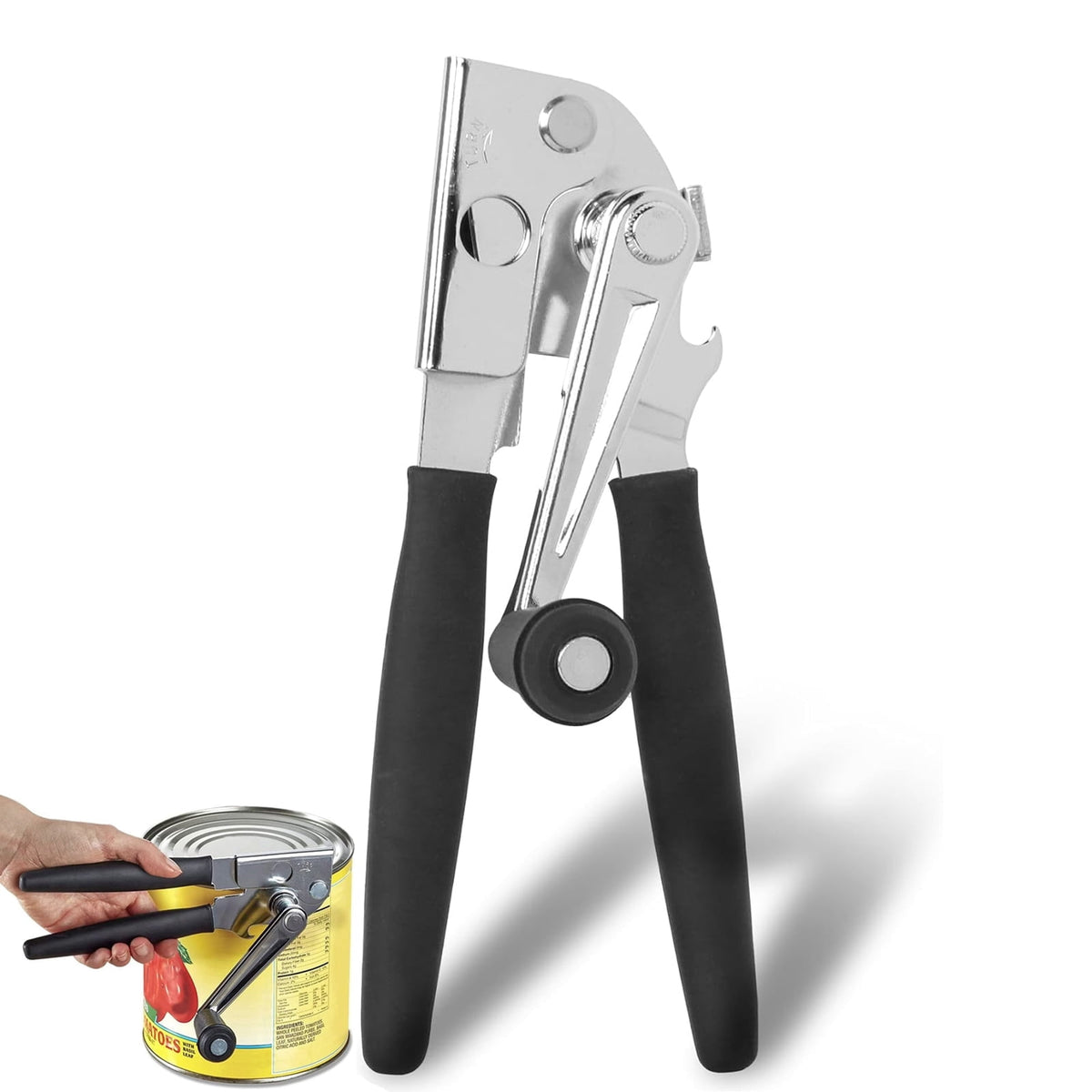 Hand-Crank Can Opener with Rubber Grip and Built-In Bottle Lifter - Image 5