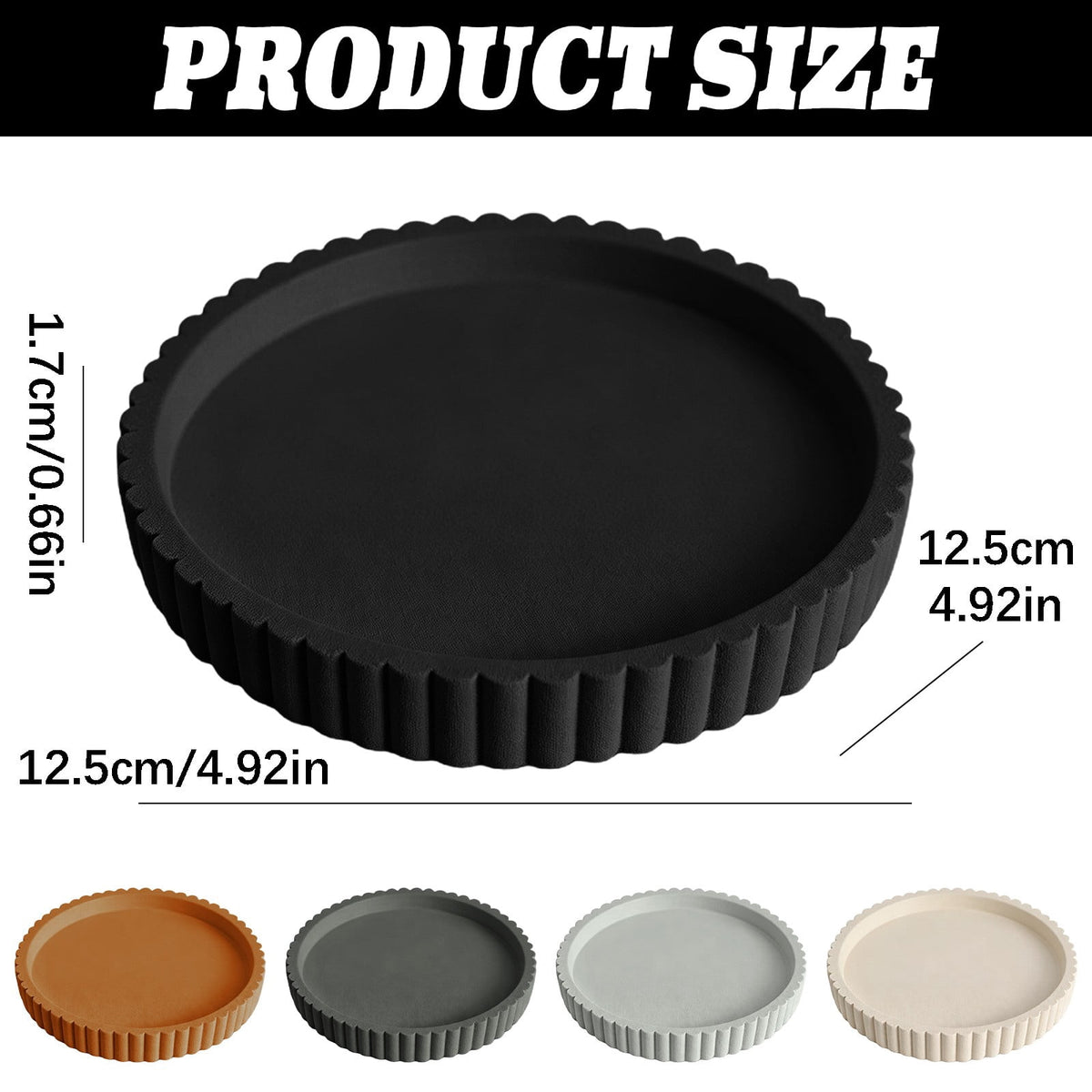 Round Ribbed Catch-All Tray in Sage Green, 12.5 cm, Waterproof - Image 3