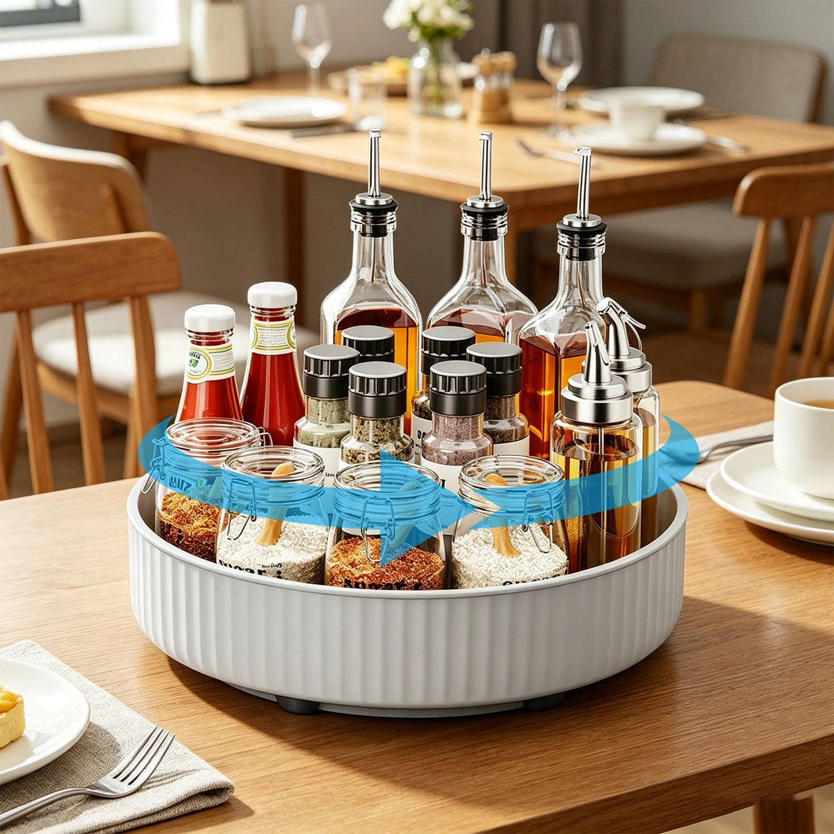 Rotating Turntable Spice Rack, 8.66 Inches Across, with Raised Rim - Image 5