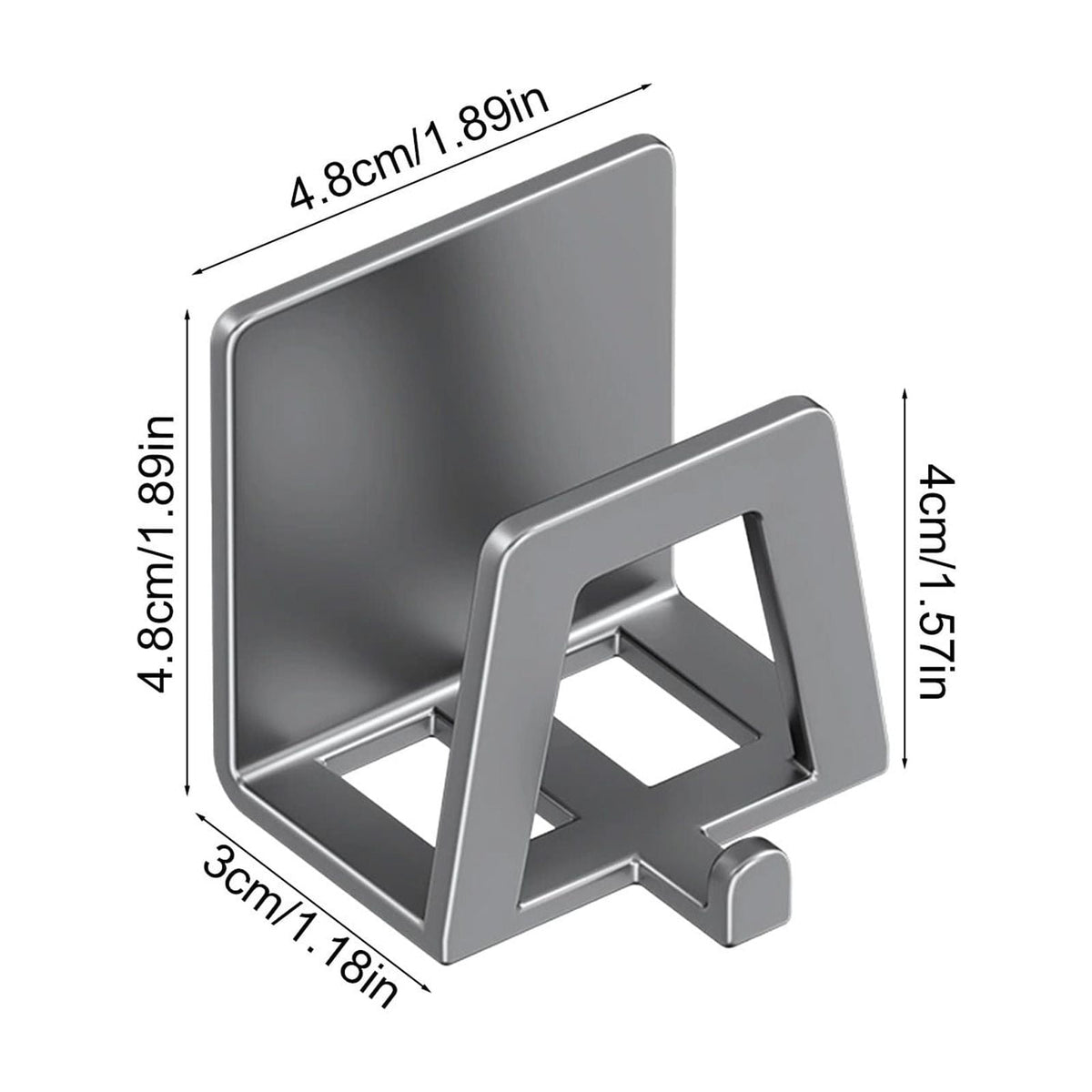Adhesive Sink Caddy for Sponges with Side Hook, Polished Steel - Image 3