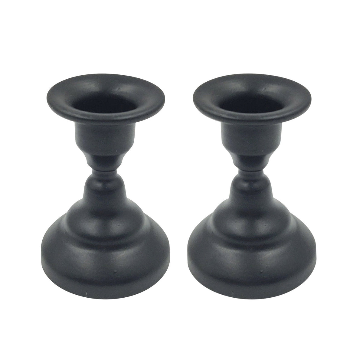 Iron Taper Candle Holders with Finger Handle, Set of Two