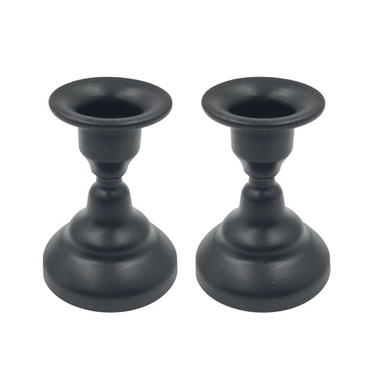 Iron Taper Candle Holders with Finger Handle, Set of Two