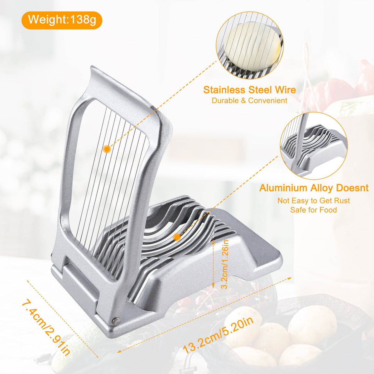 Wire Egg Slicer for Boiled Eggs, Strawberries and Soft Cheese - Image 3