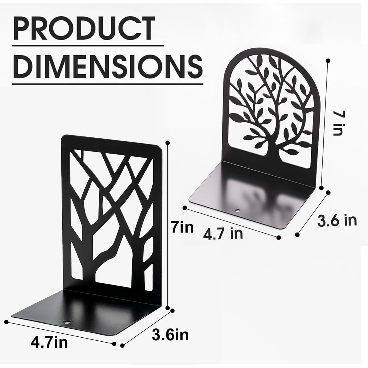 L-Shaped Metal Bookends with Tree Cutout, Three Pairs - Image 2