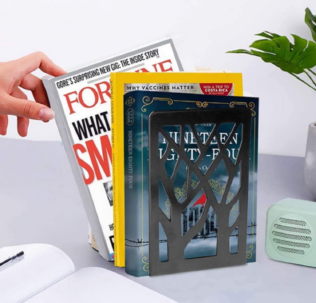 L-Shaped Metal Bookends with Tree Cutout, Three Pairs - Image 3