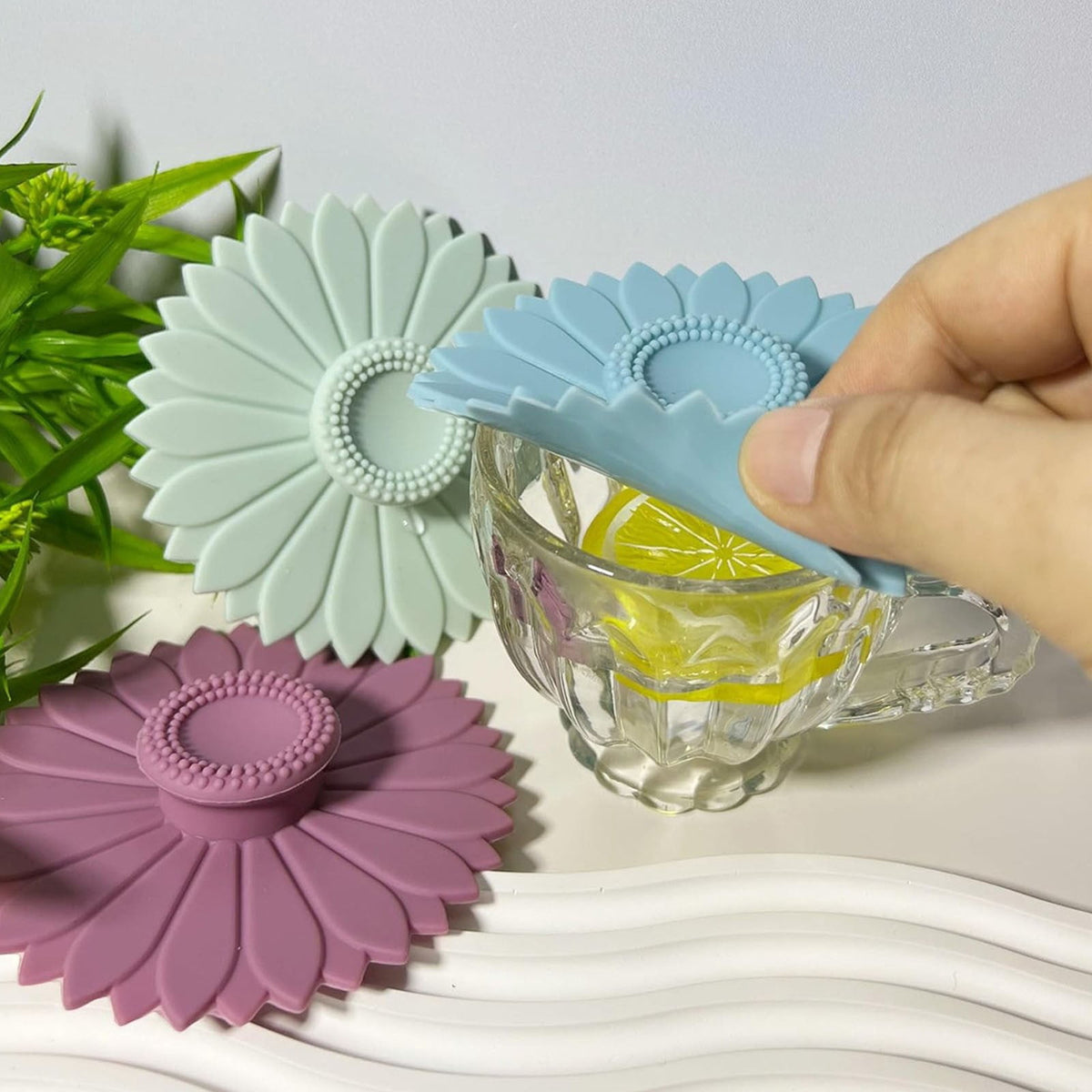 Sunflower Silicone Mug Lids for Tea and Coffee, Mixed Colours - Image 4