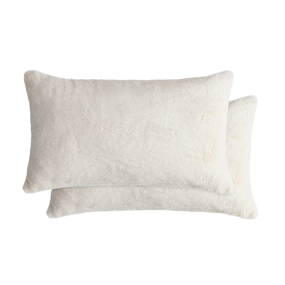 Faux Fur Throw Pillow Covers with Velvet Backs, 12 by 20 Inches, Pair