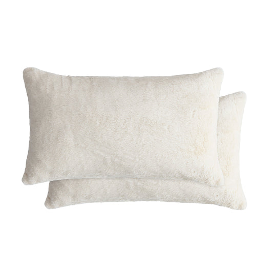 Faux Fur Throw Pillow Covers with Velvet Backs, 12 by 20 Inches, Pair