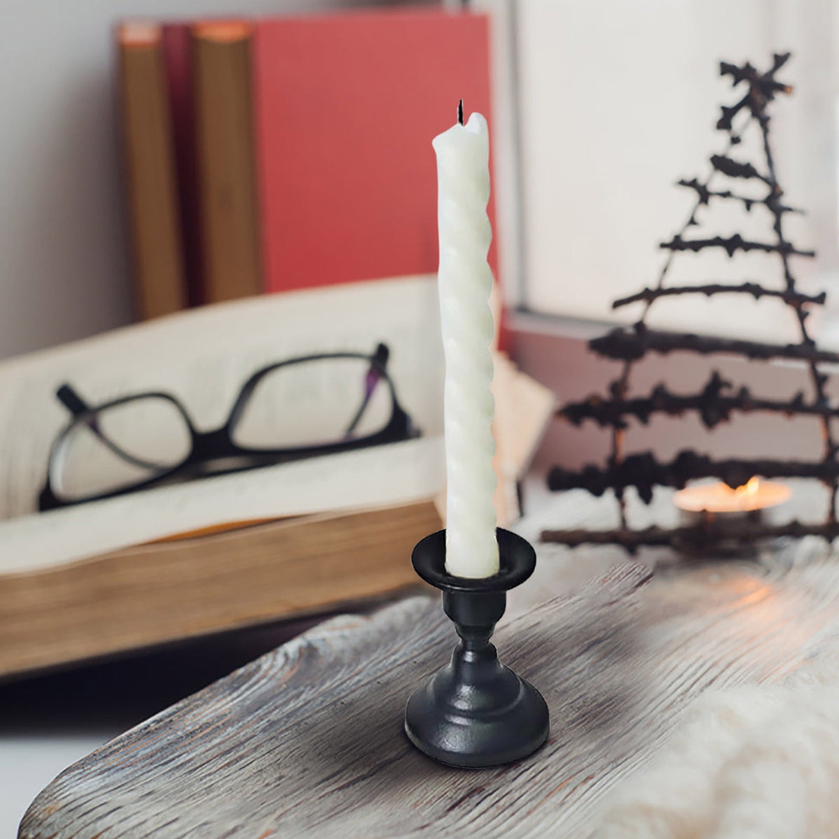 Iron Taper Candle Holders with Finger Handle, Set of Two - Image 4
