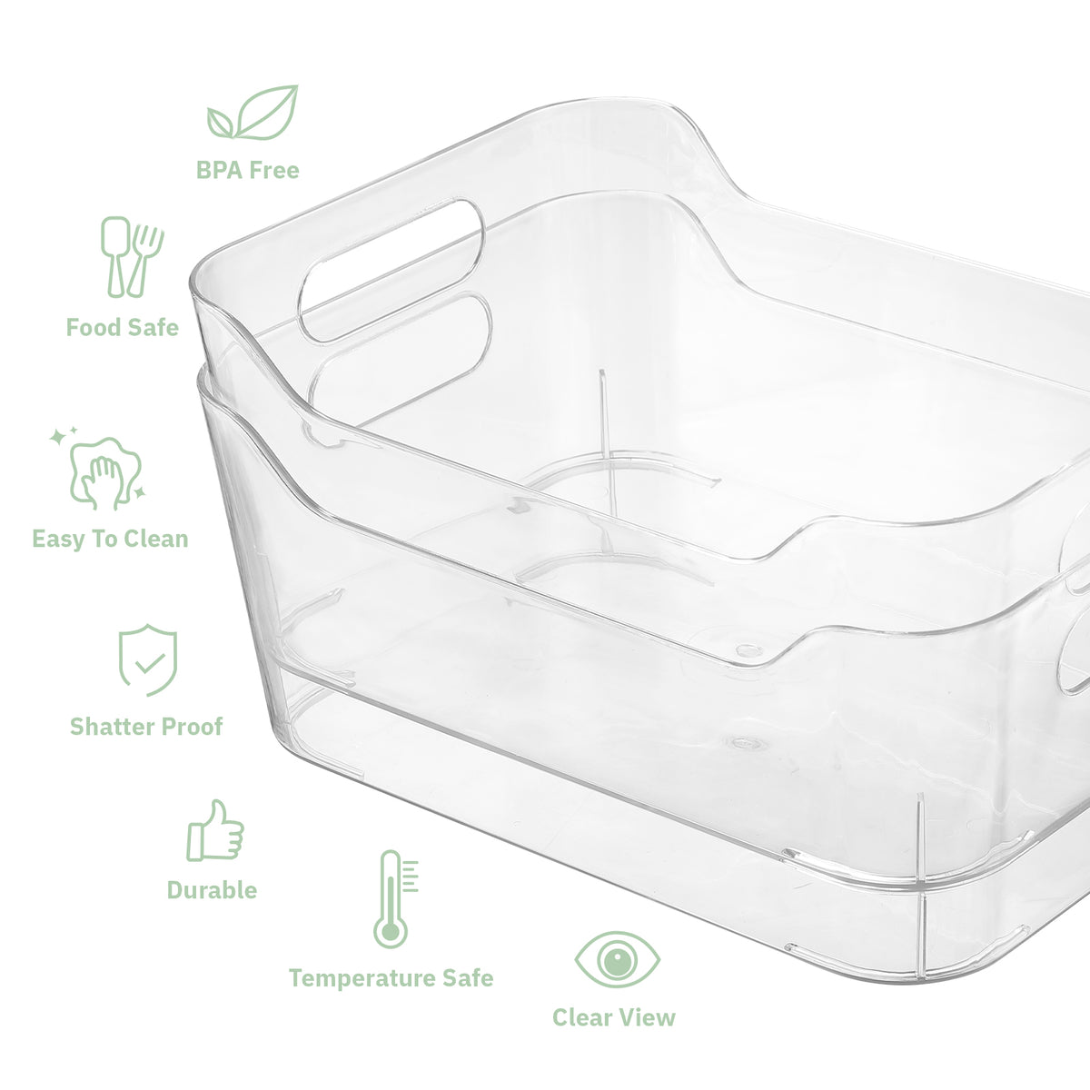 Clear Pantry Bins in Food-Safe Plastic, Medium, Set of Four - Image 6