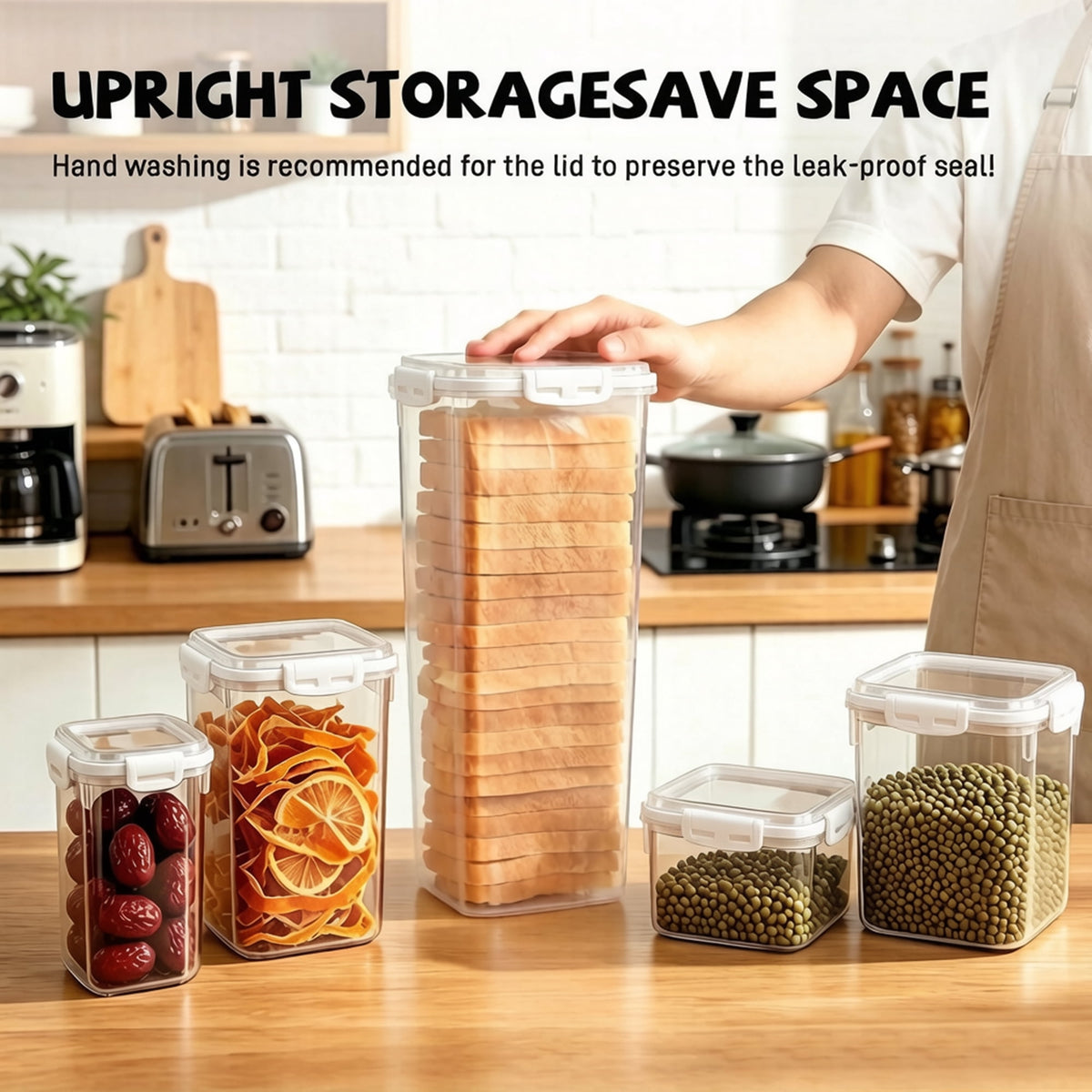 Slide-Out Bread Box with Airtight Lid and Drawer Tray, Clear - Image 4