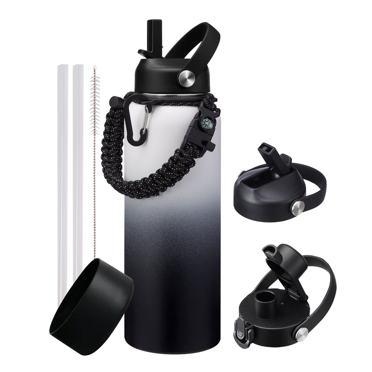 Insulated 40 oz Stainless Steel Bottle with Straw Lid and Leakproof Seal
