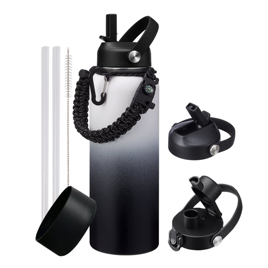 Insulated 40 oz Stainless Steel Bottle with Straw Lid and Leakproof Seal