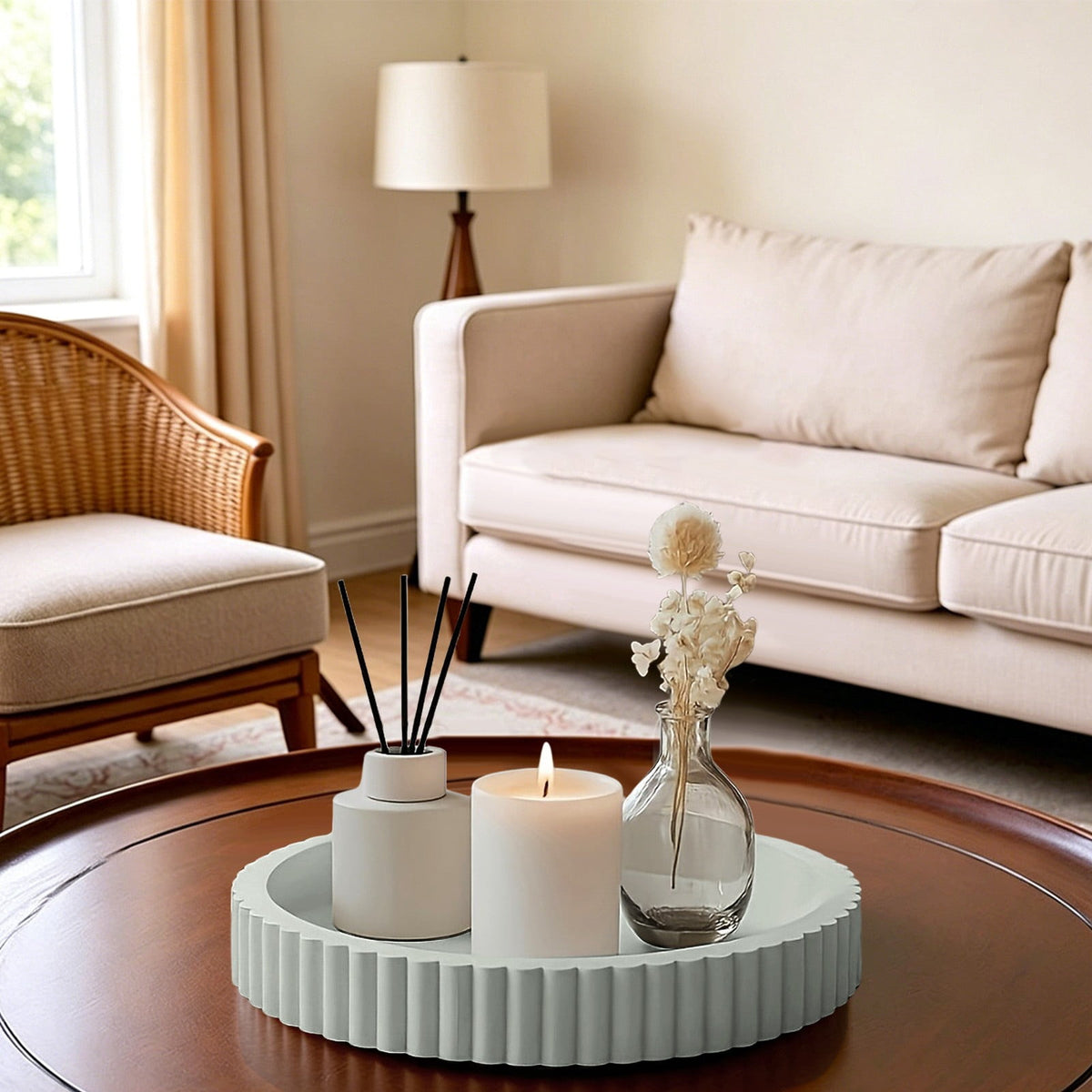Round Ribbed Catch-All Tray in Sage Green, 12.5 cm, Waterproof - Image 5