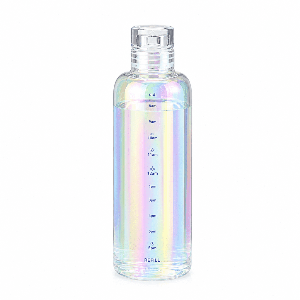 Borosilicate Glass Water Bottle, 500 ml, Steel Lid and Volume Markings