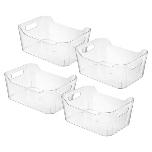 Clear Pantry Bins in Food-Safe Plastic, Medium, Set of Four