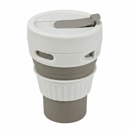 Collapsible Silicone Travel Mug, 11.84 fl oz, with Vented Spill-Resistant Lid