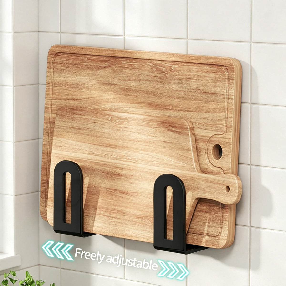 Adhesive Cutting Board and Pot Lid Rack in Black Steel, One Pair - Image 6