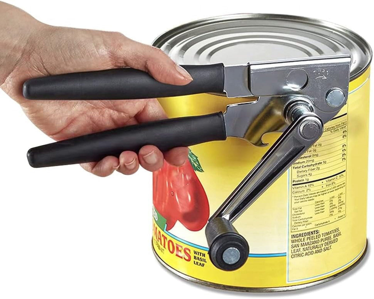 Hand-Crank Can Opener with Rubber Grip and Built-In Bottle Lifter - Image 2