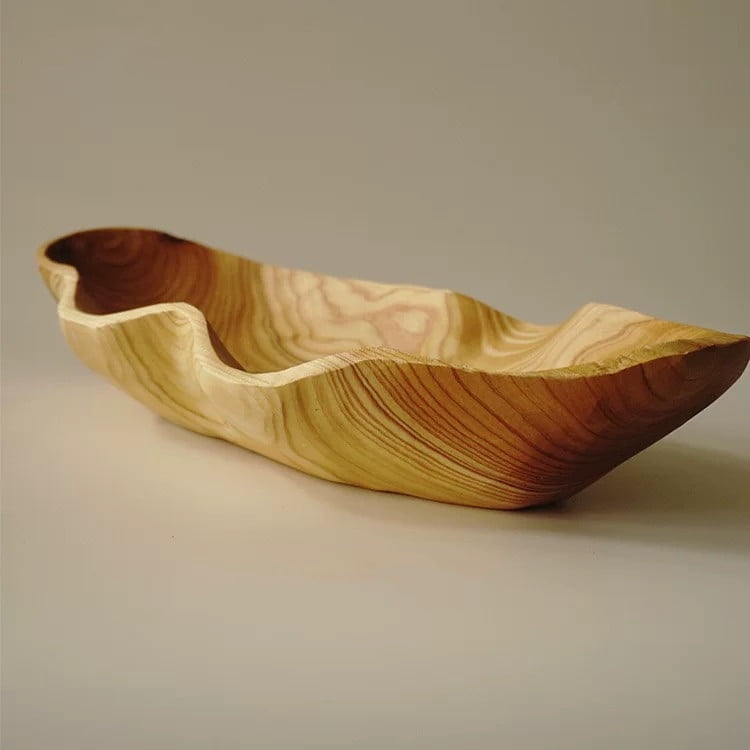Hand-Carved Wooden Dough Bowl, 15.75 Inches, Natural Grain - Image 6
