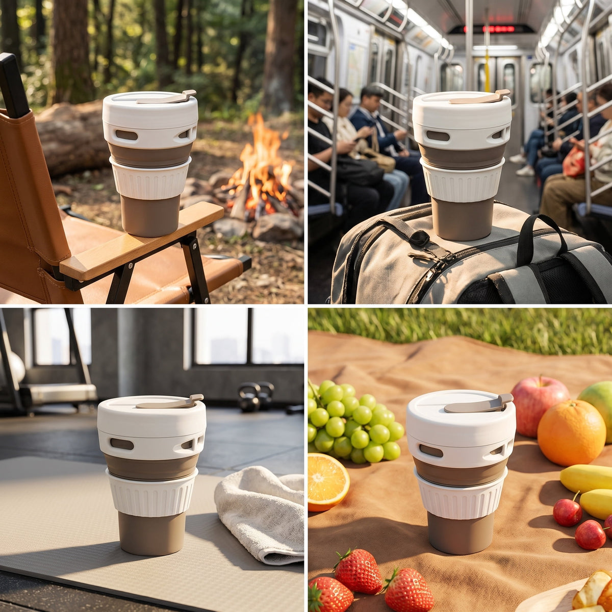 Collapsible Silicone Travel Mug, 11.84 fl oz, with Vented Spill-Resistant Lid - Image 4