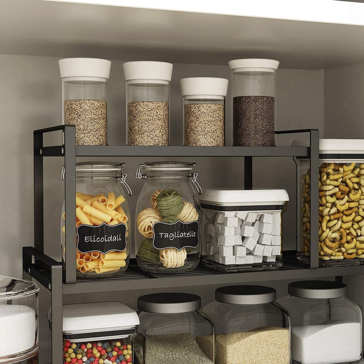 Stackable Cabinet Shelf Risers, 20 Inches, Steel, Set of Two - Image 2