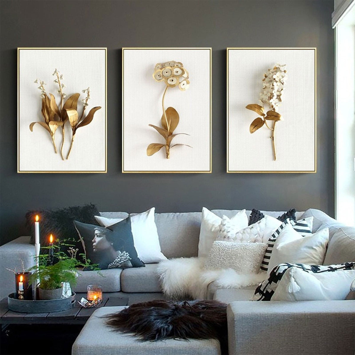 Unframed Floral Wall Art Panels on Fibre Canvas, Set of Three - Image 6