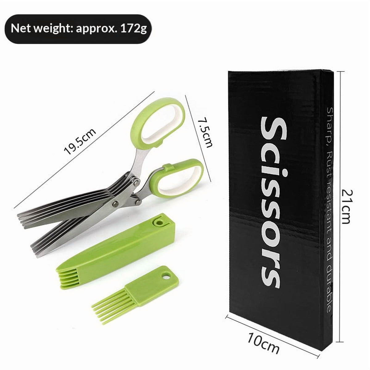 Five-Blade Herb Scissors for Chives and Parsley with Storage Cover - Image 5