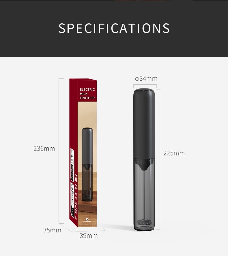 Handheld Milk Frother with Steel Whisk, USB-C Charging and Storage Sleeve - Image 6