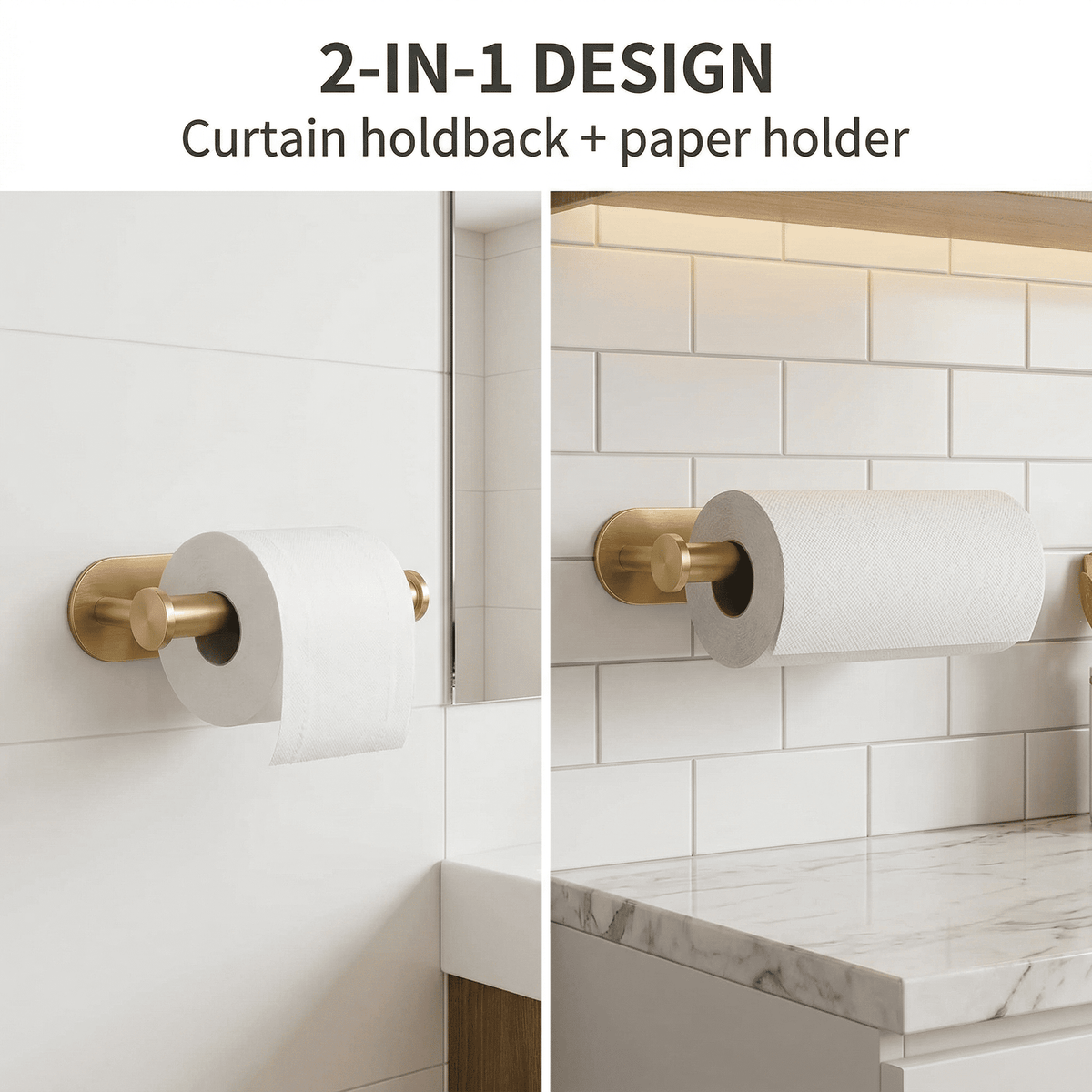 Adhesive Gold Curtain Holdbacks, No-Drill Tiebacks, Set of Two - Image 3