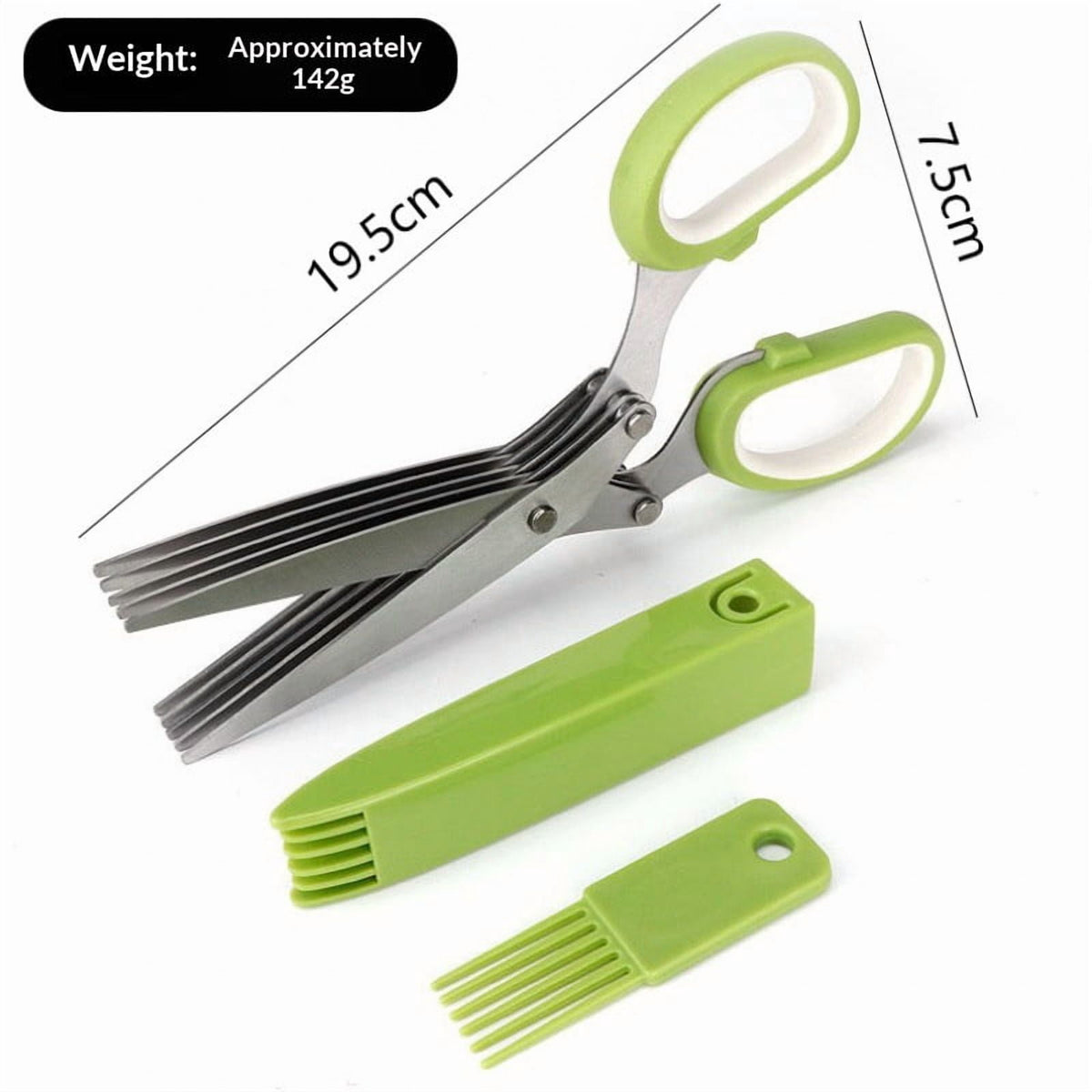 Five-Blade Herb Scissors for Chives and Parsley with Storage Cover - Image 2