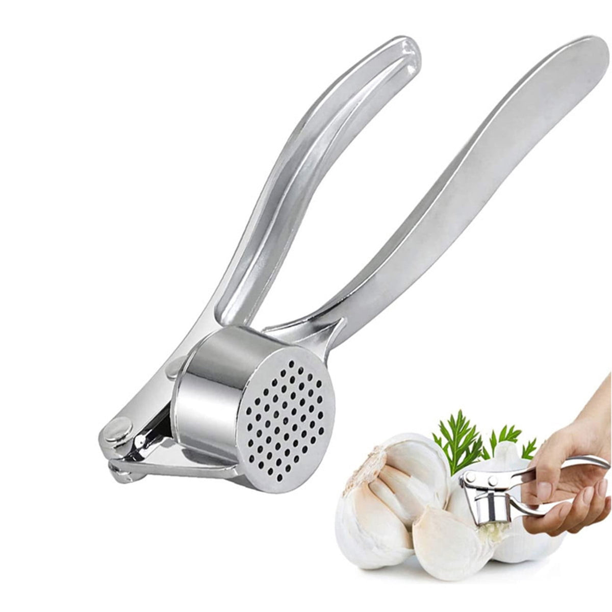 Stainless Steel Garlic Press with Wide Chamber and Rinse-Clean Plate - Image 6